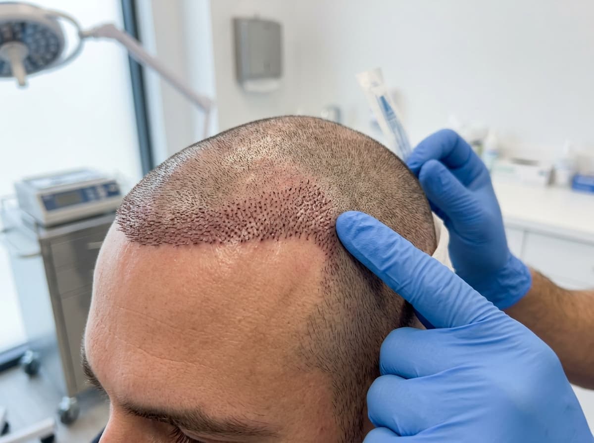 Hair transplant procedure in a modern clinic